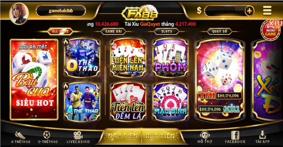 Game Slot là sản phẩm chủ lực tại FA88